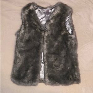Girl’s Faux Fur Silver Vest